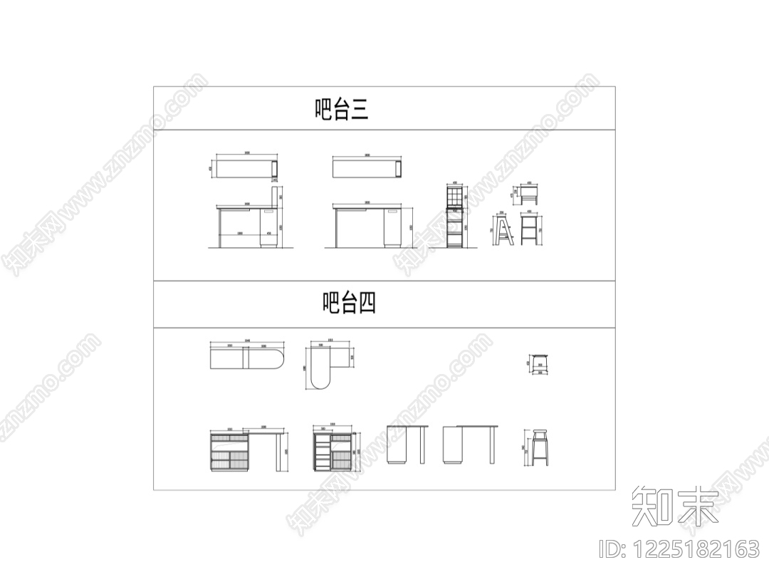 吧台cad施工图下载【ID:1225182163】