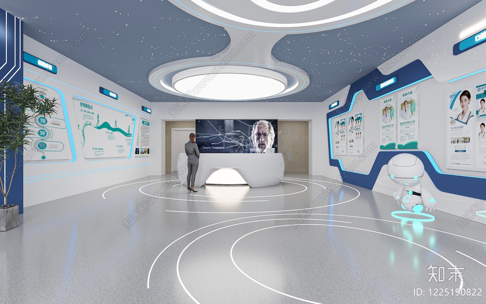 未来主义医疗展厅3D模型渲染效果图