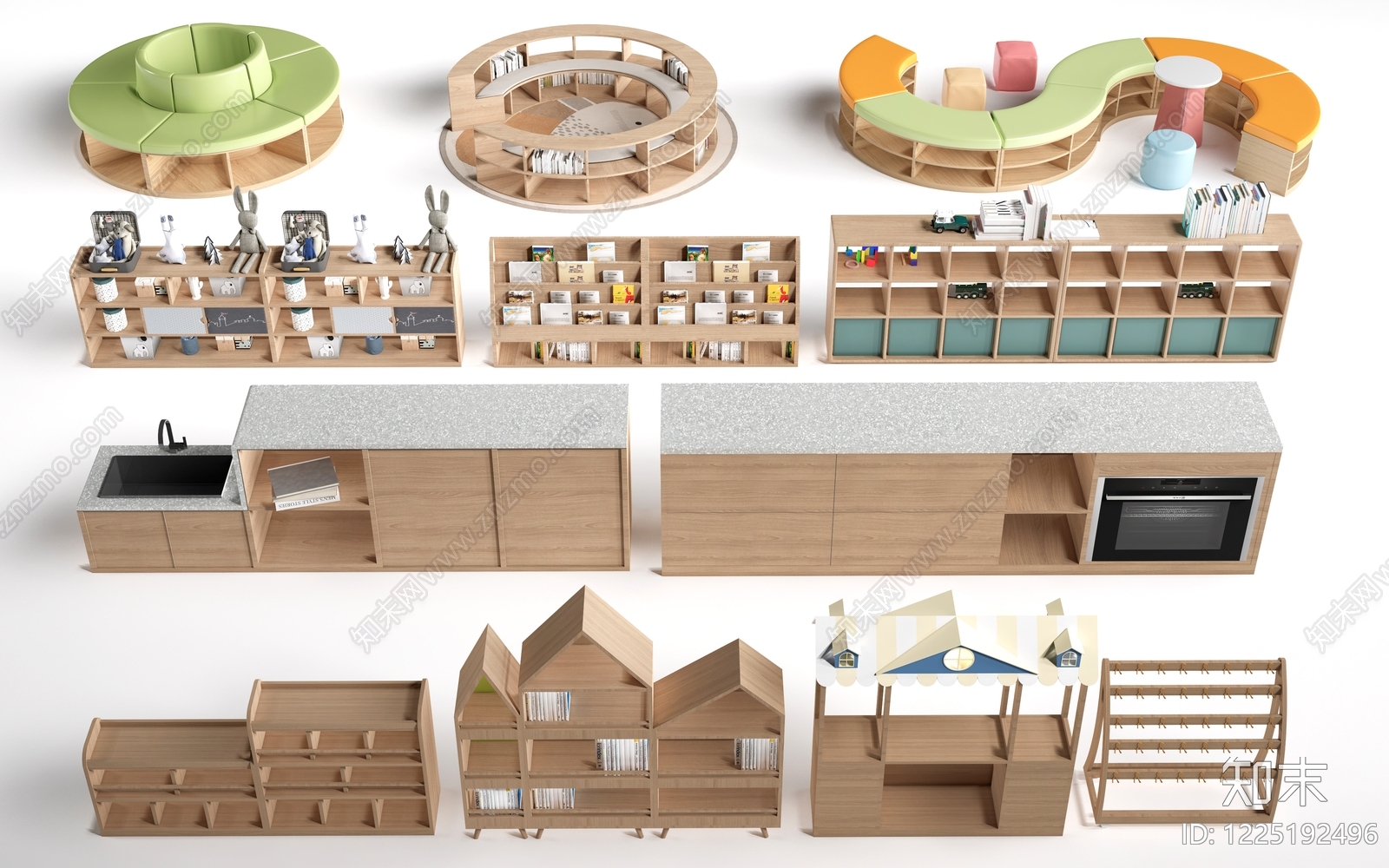 原木风货架3D模型下载【ID:1225192496】