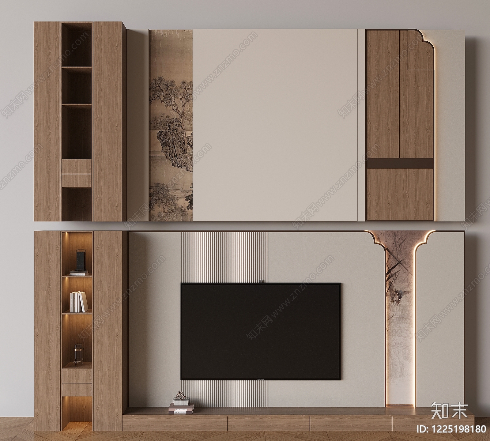 新中式电视柜3D模型下载【ID:1225198180】
