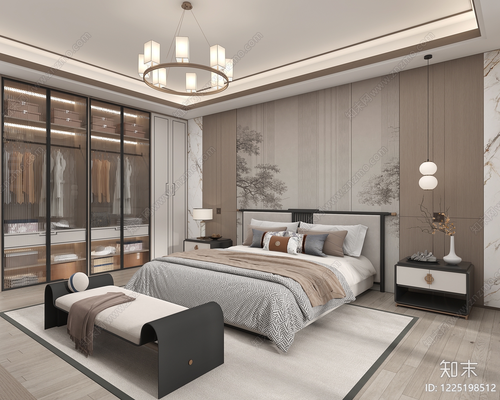 新中式别墅客餐厅3D模型下载【ID:1225198512】
