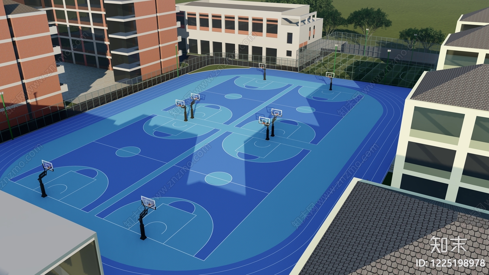 现代主义学校建筑SU模型下载【ID:1225198978】
