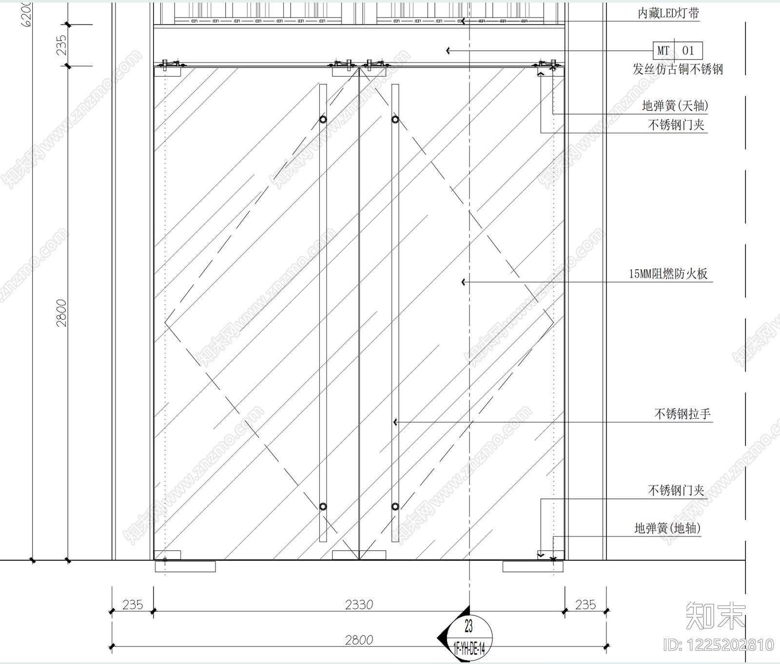 玻璃门节点cad施工图下载【ID:1225202810】