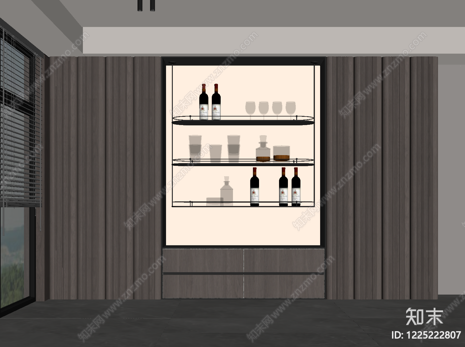 现代简约酒架SU模型下载【ID:1225222807】