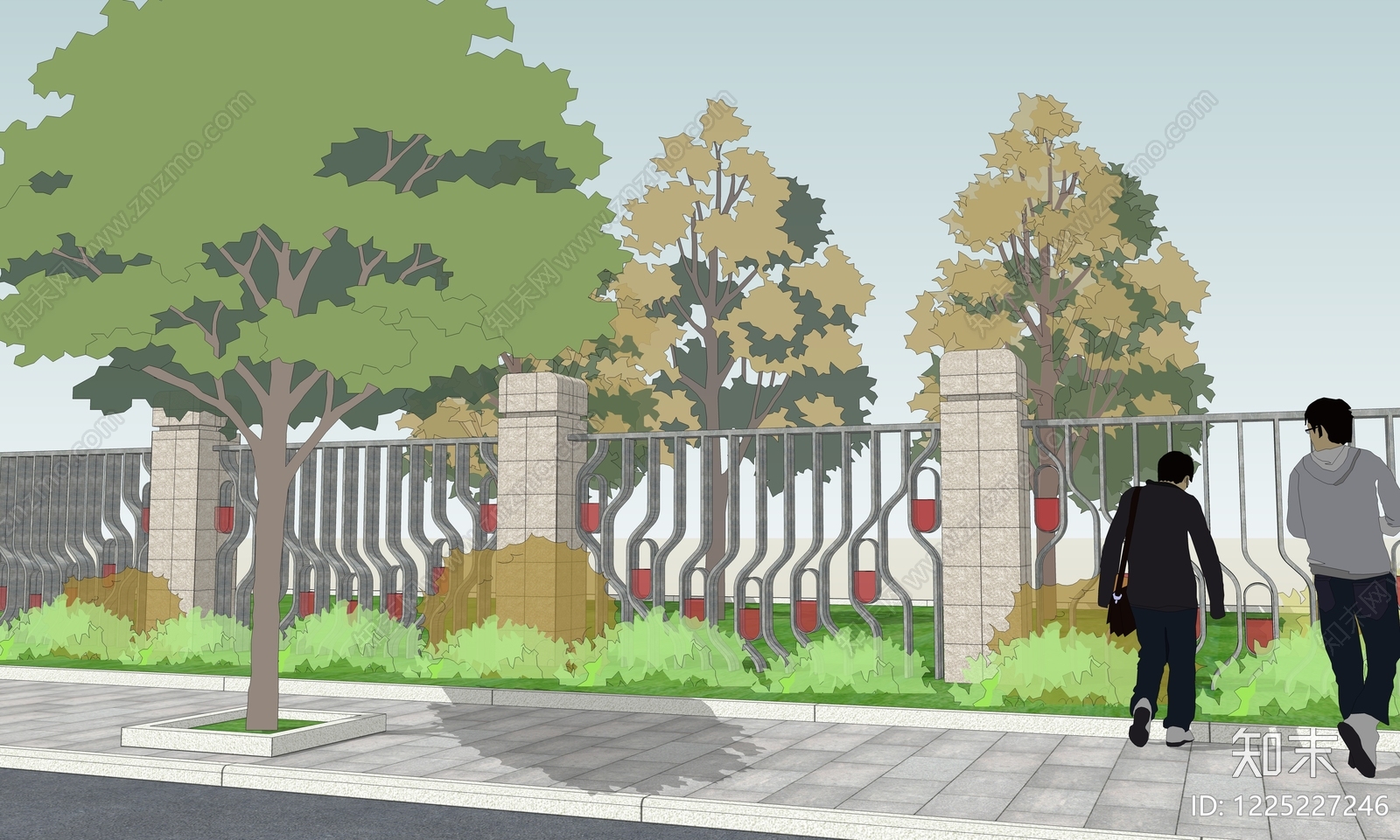 现代景观围栏SU模型下载【ID:1225227246】