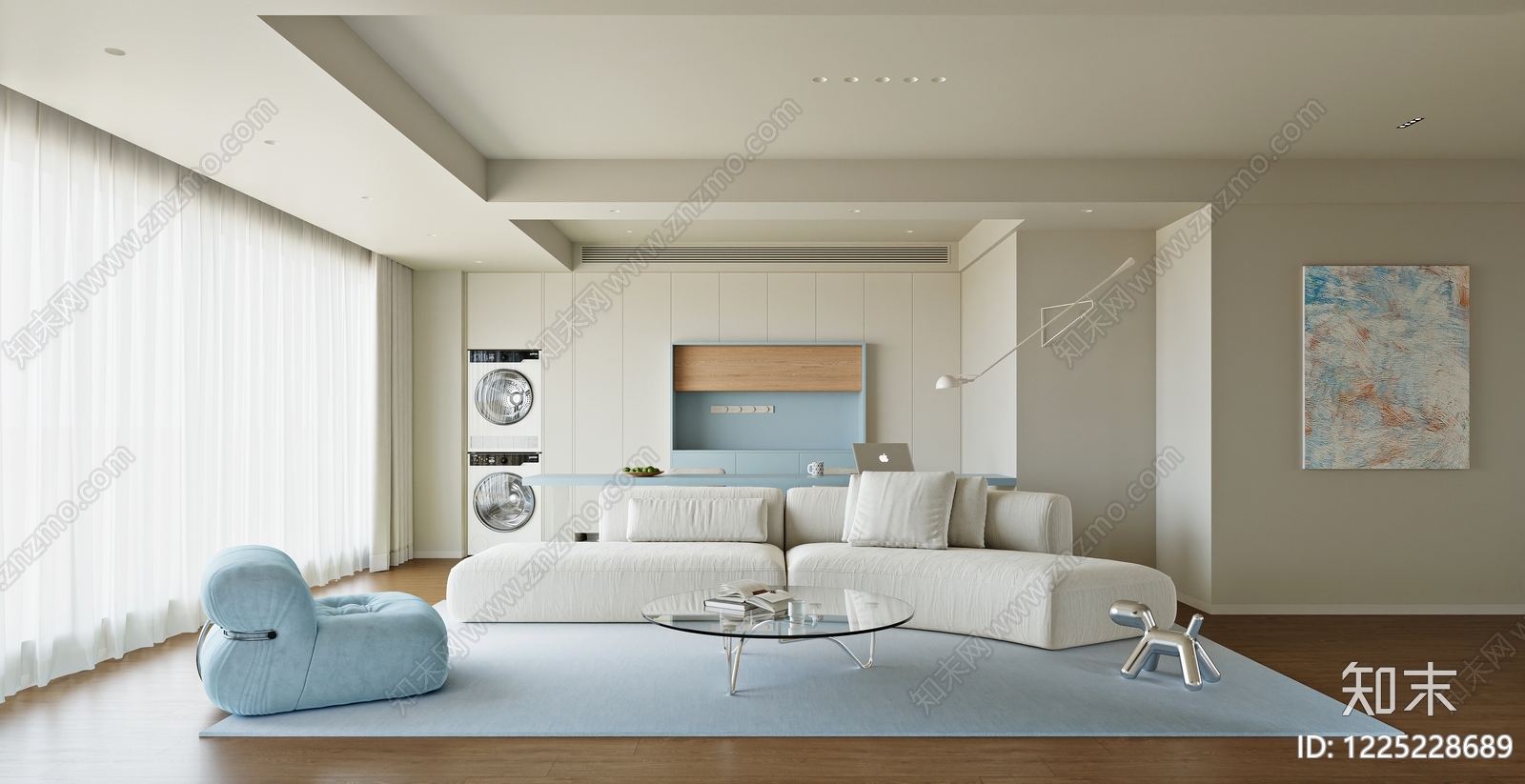 现代简约横厅3D模型下载【ID:1225228689】