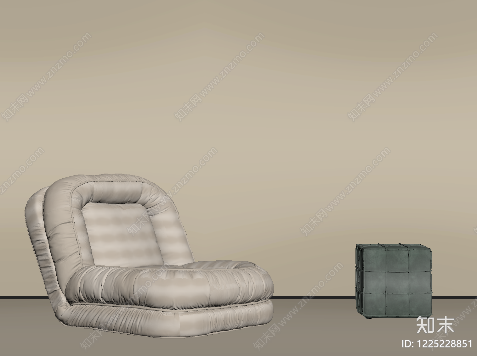 奶油风懒人沙发SU模型下载【ID:1225228851】
