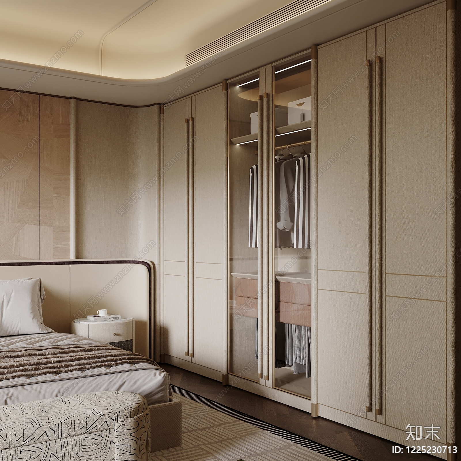 轻奢衣柜3D模型下载【ID:1225230713】
