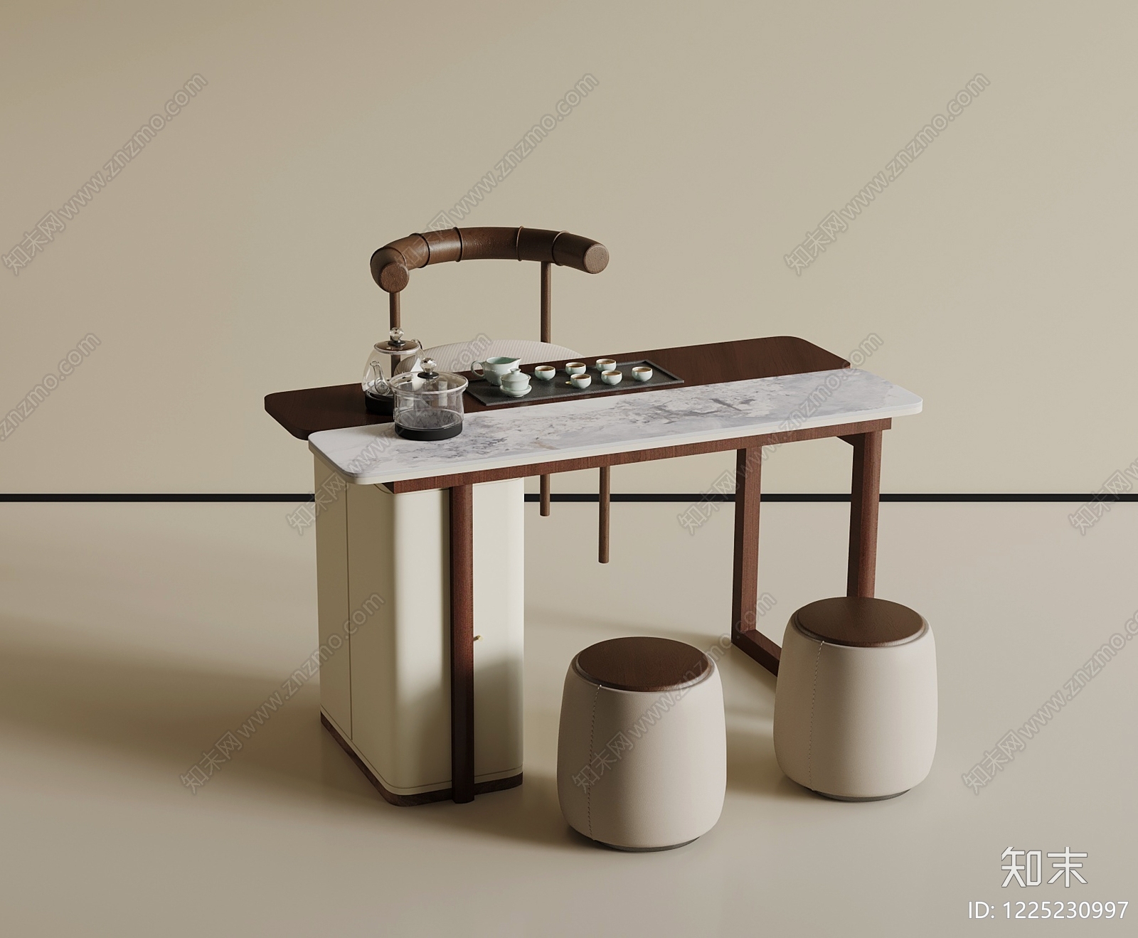 新中式茶桌椅3D模型下载【ID:1225230997】