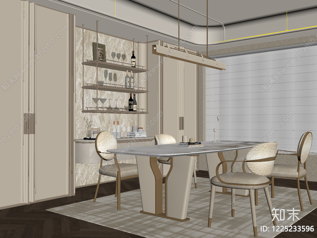 轻奢家居餐厅SU模型下载【ID:1225233596】