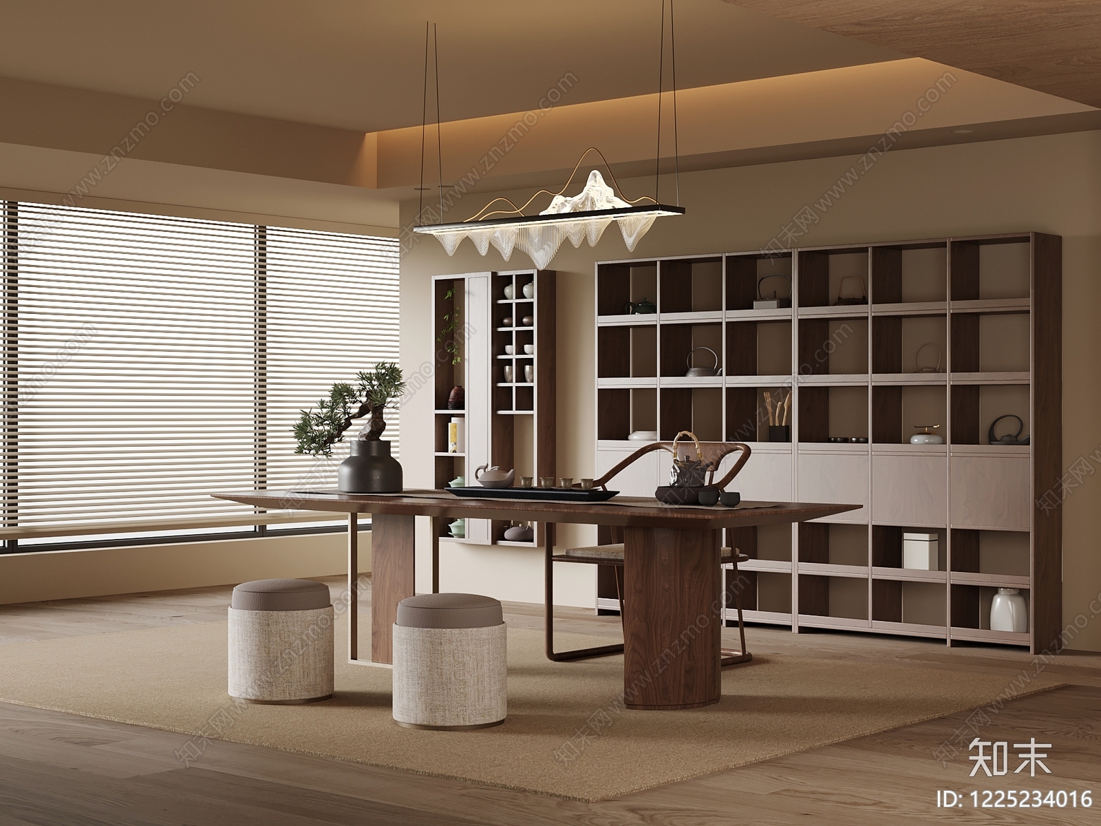 新中式茶室3D模型下载【ID:1225234016】