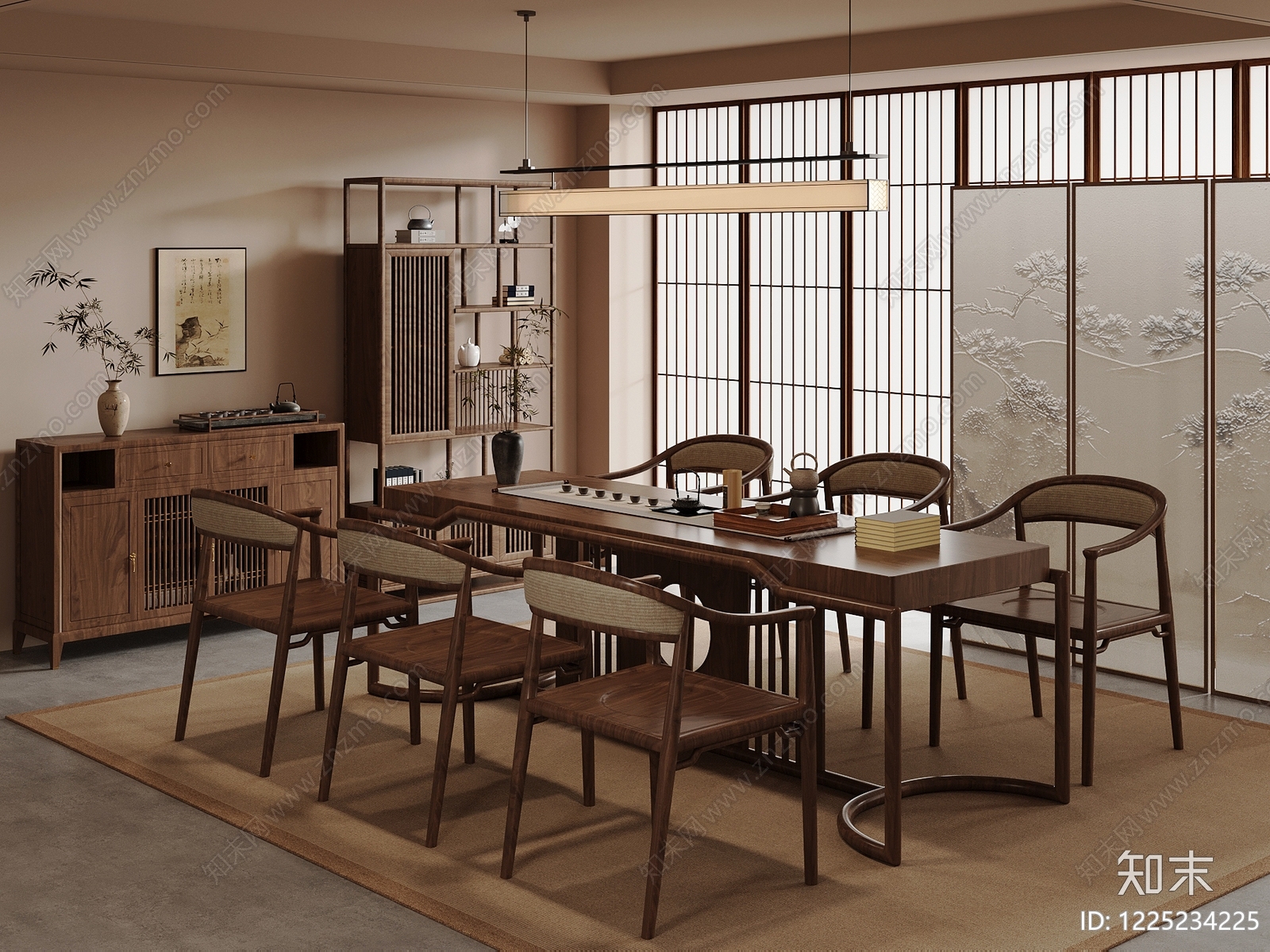 新中式茶室3D模型下载【ID:1225234225】