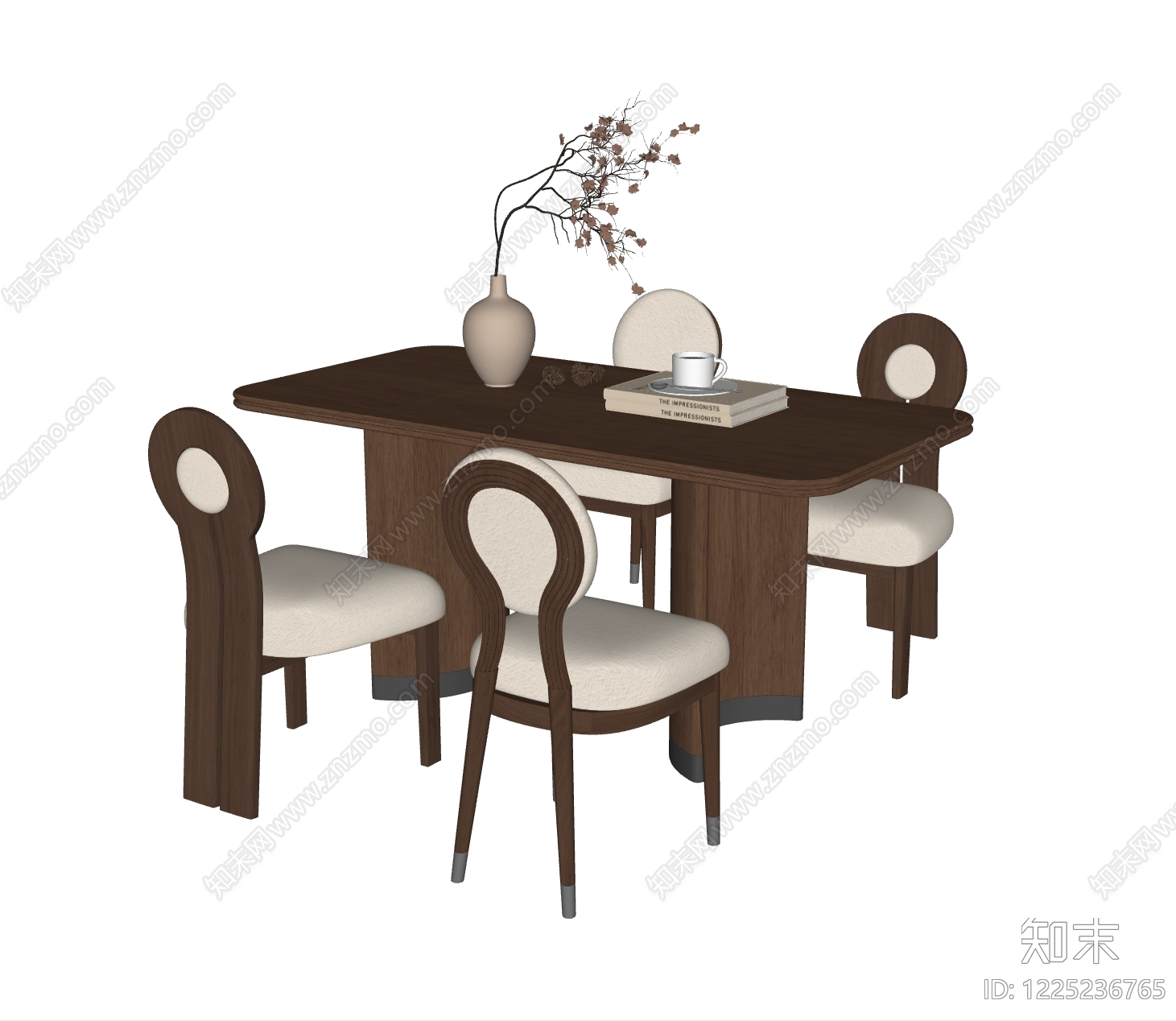 中古风餐桌椅SU模型下载【ID:1225236765】