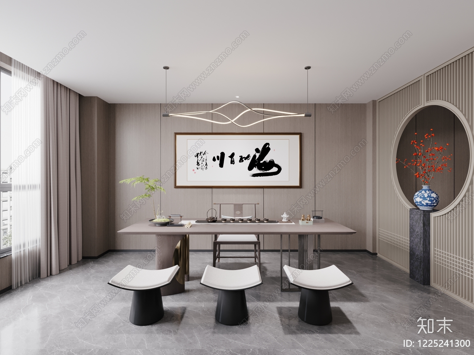 新中式董事长办公室3D模型下载【ID:1225241300】