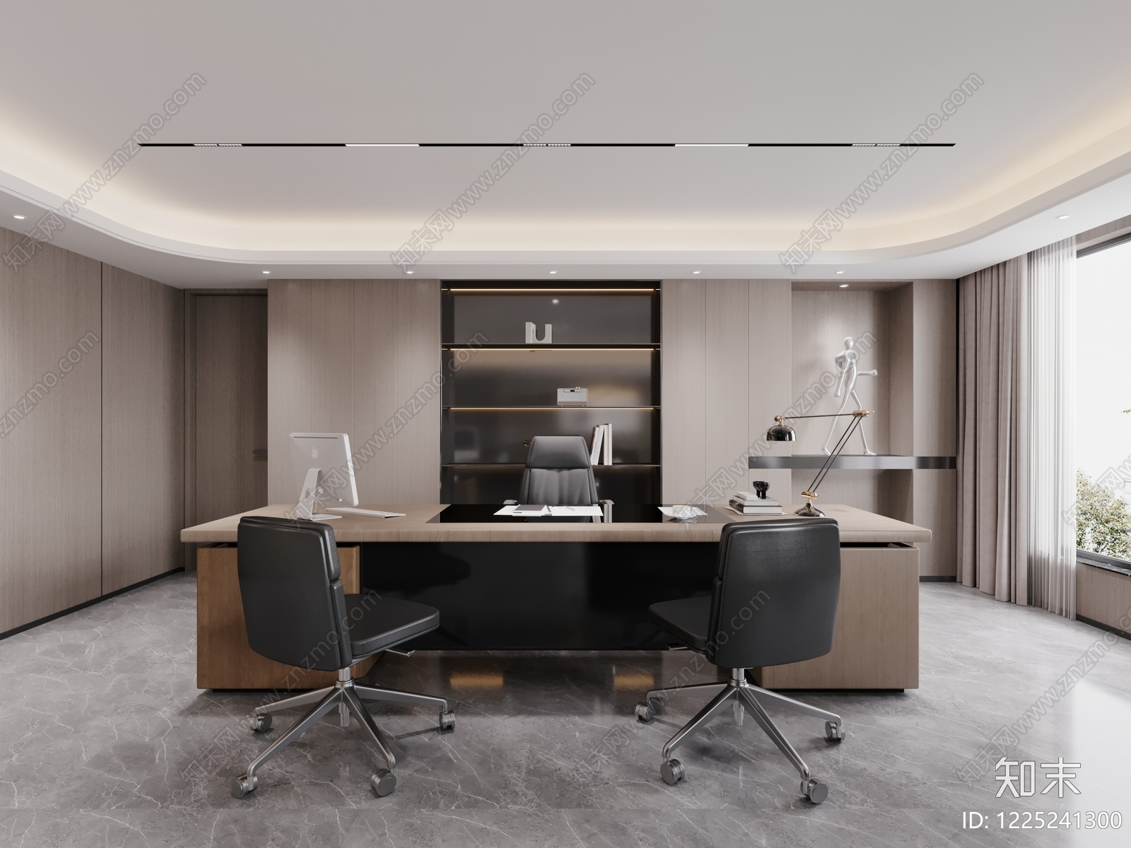 新中式董事长办公室3D模型下载【ID:1225241300】
