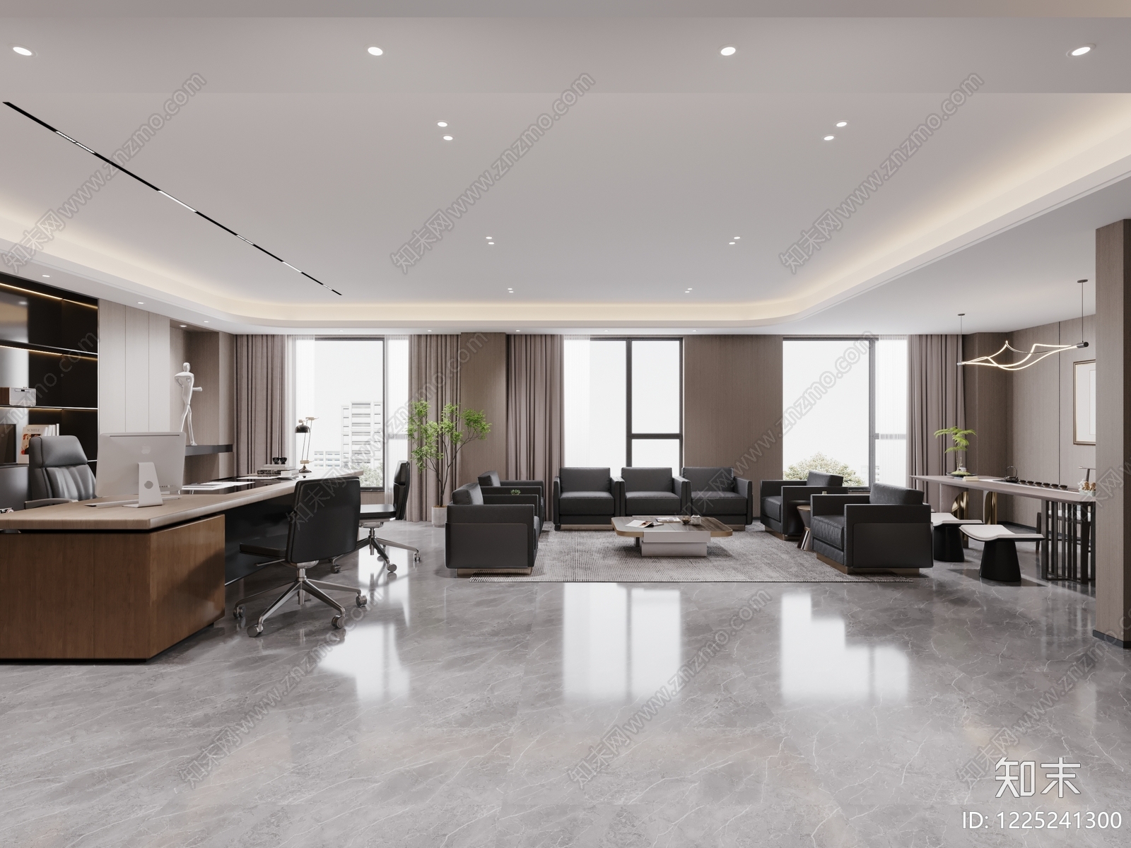 新中式董事长办公室3D模型下载【ID:1225241300】