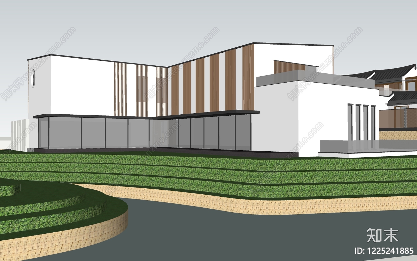 新中式小公建SU模型下载【ID:1225241885】