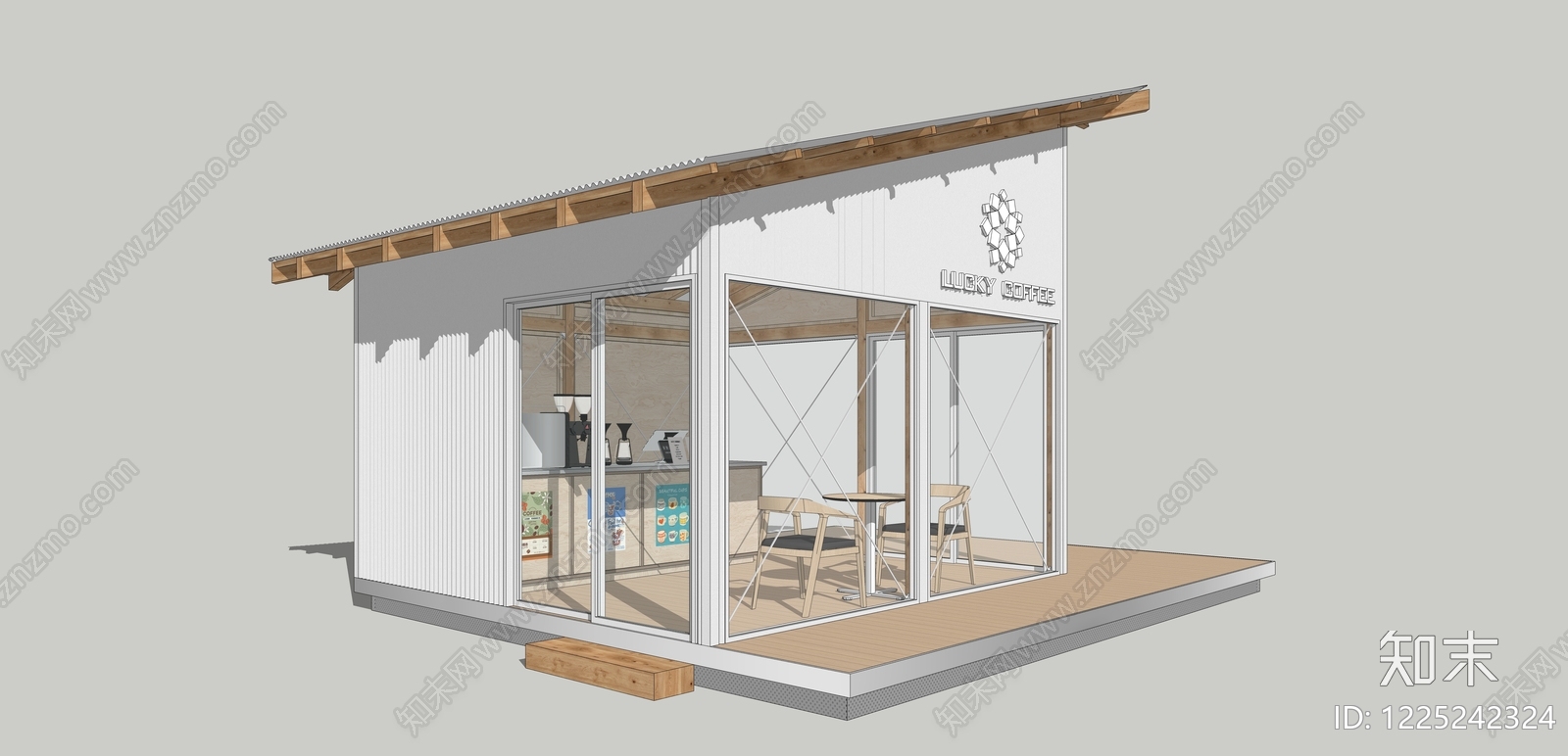 现代简约餐饮建筑SU模型下载【ID:1225242324】