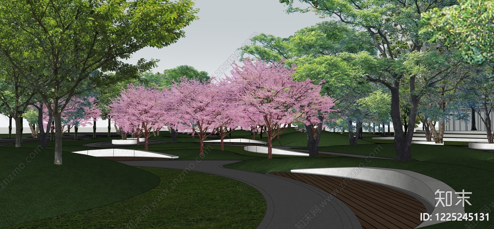 现代主义景观公园SU模型下载【ID:1225245131】