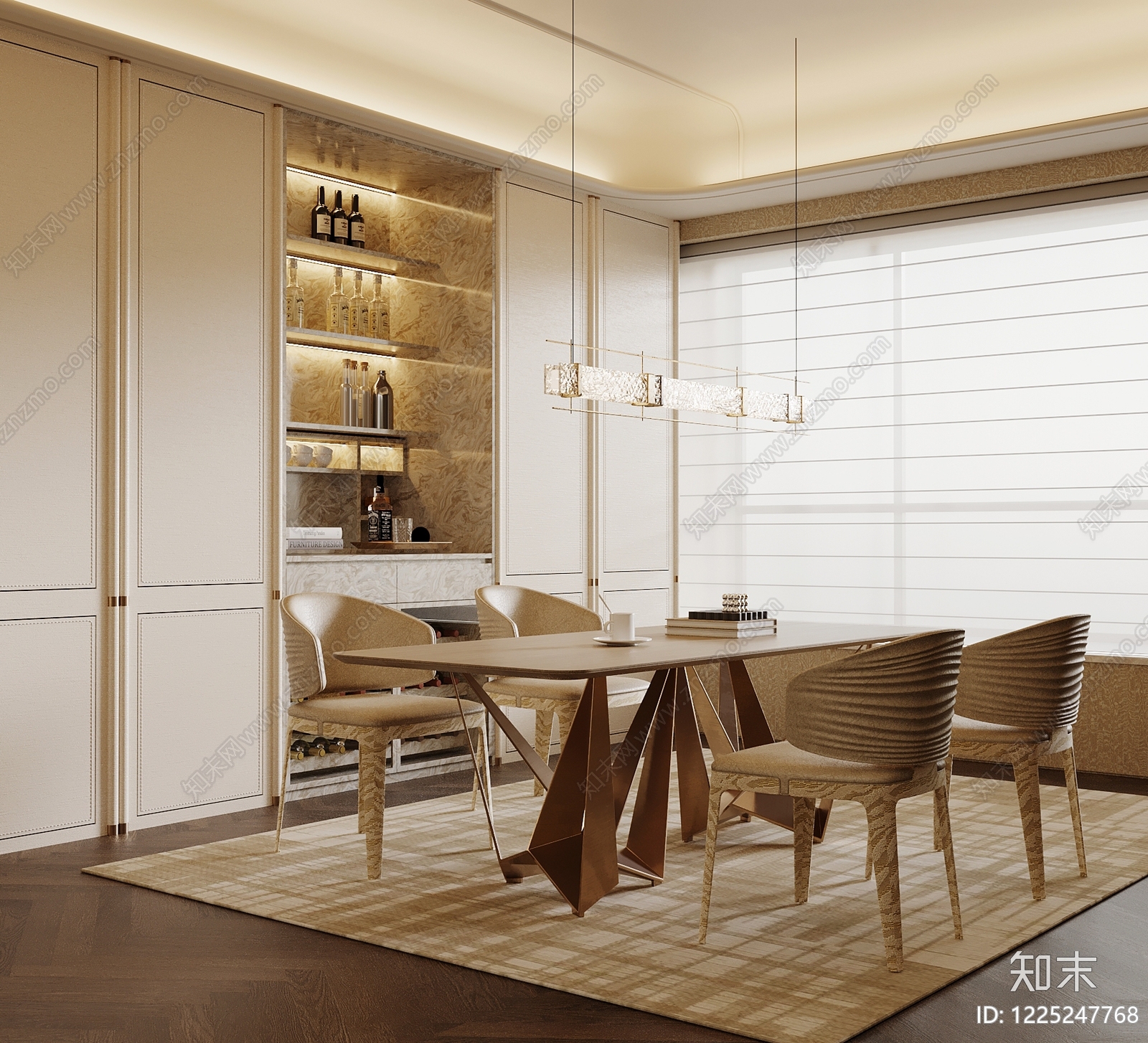 轻奢家居餐厅3D模型下载【ID:1225247768】