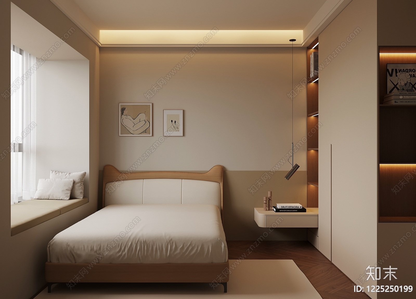 奶油风通用儿童房3D模型下载【ID:1225250199】
