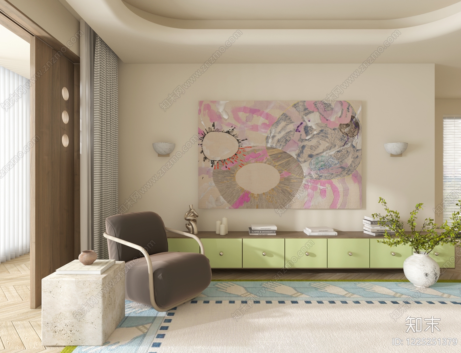 奶油风挂画3D模型下载【ID:1225251379】