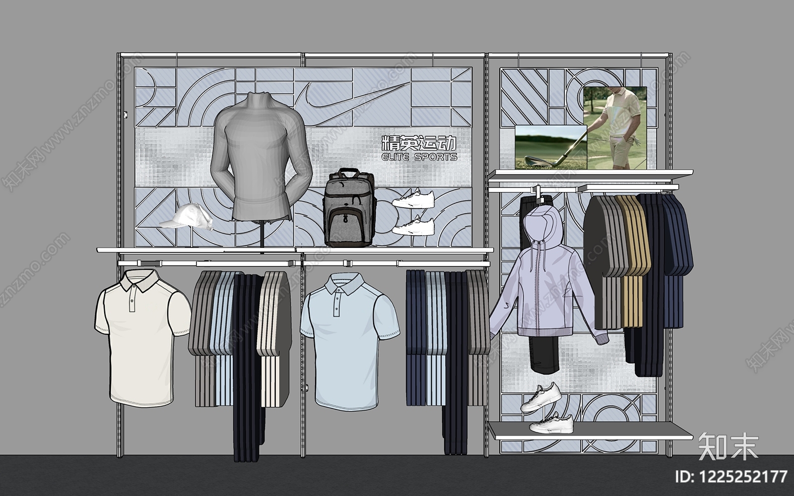 现代简约服装展厅橱窗SU模型下载【ID:1225252177】
