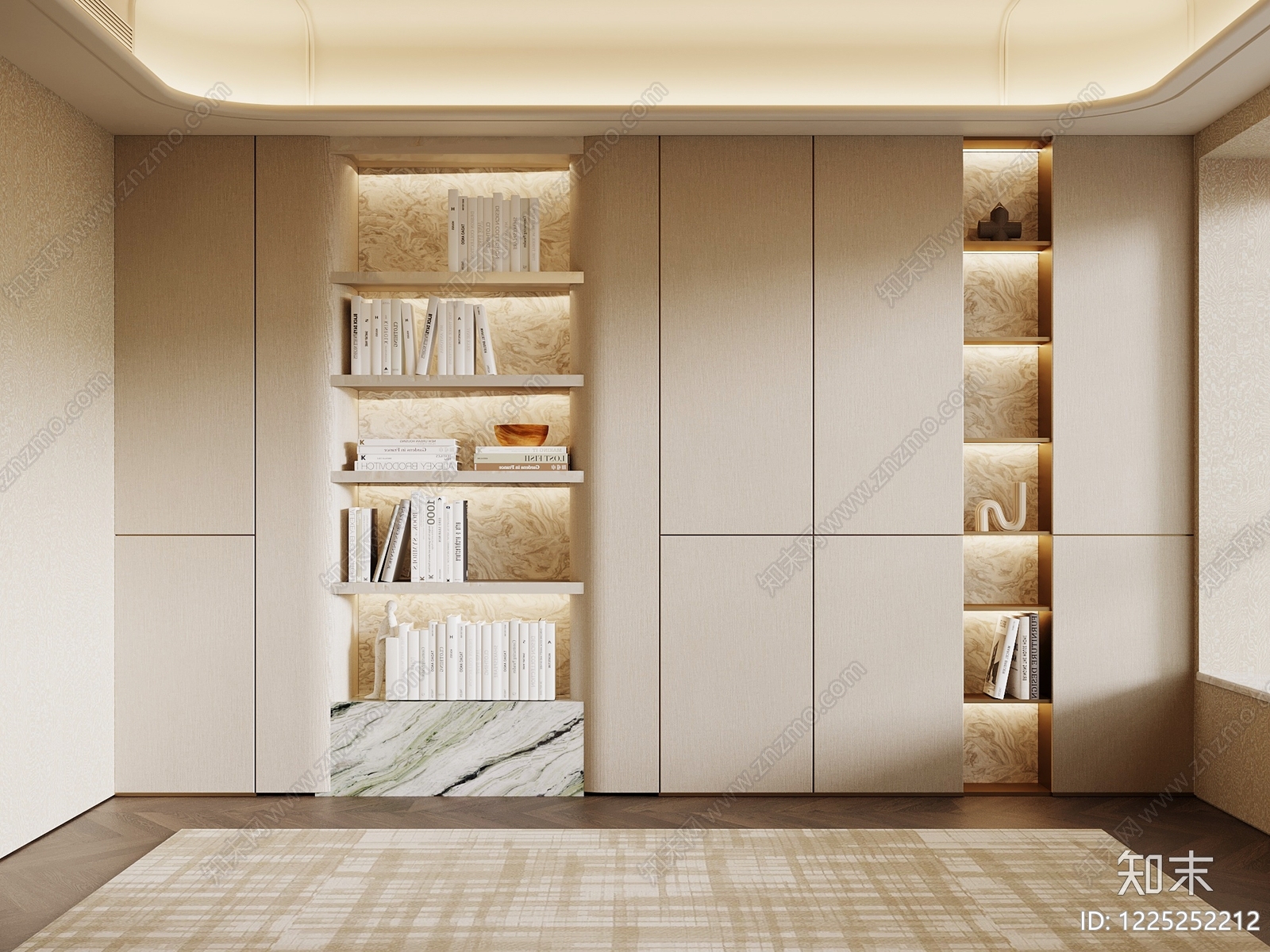 轻奢书柜SU模型下载【ID:1225252212】
