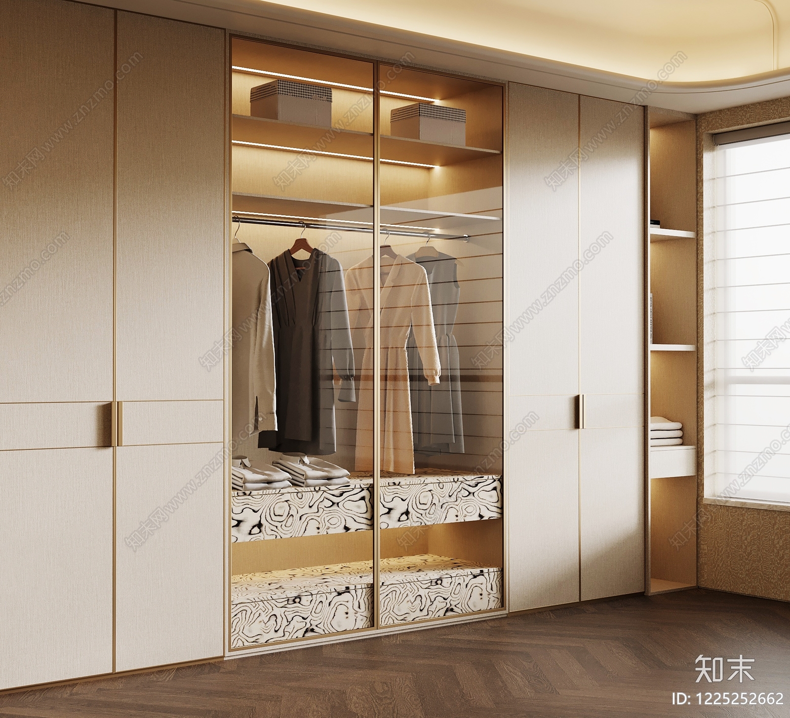 轻奢衣柜3D模型下载【ID:1225252662】