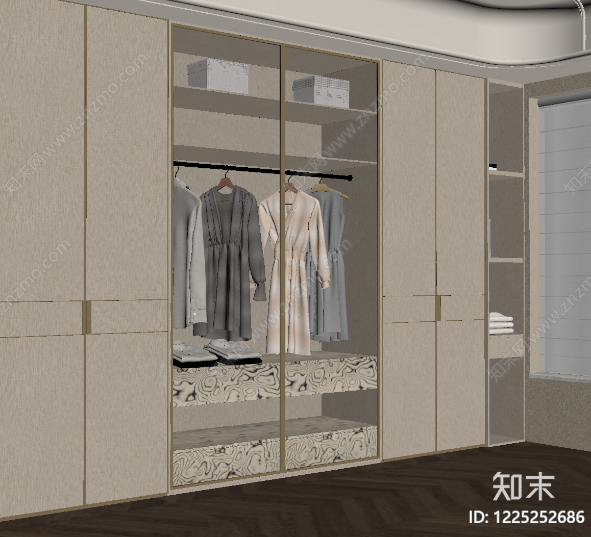 轻奢衣柜SU模型下载【ID:1225252686】