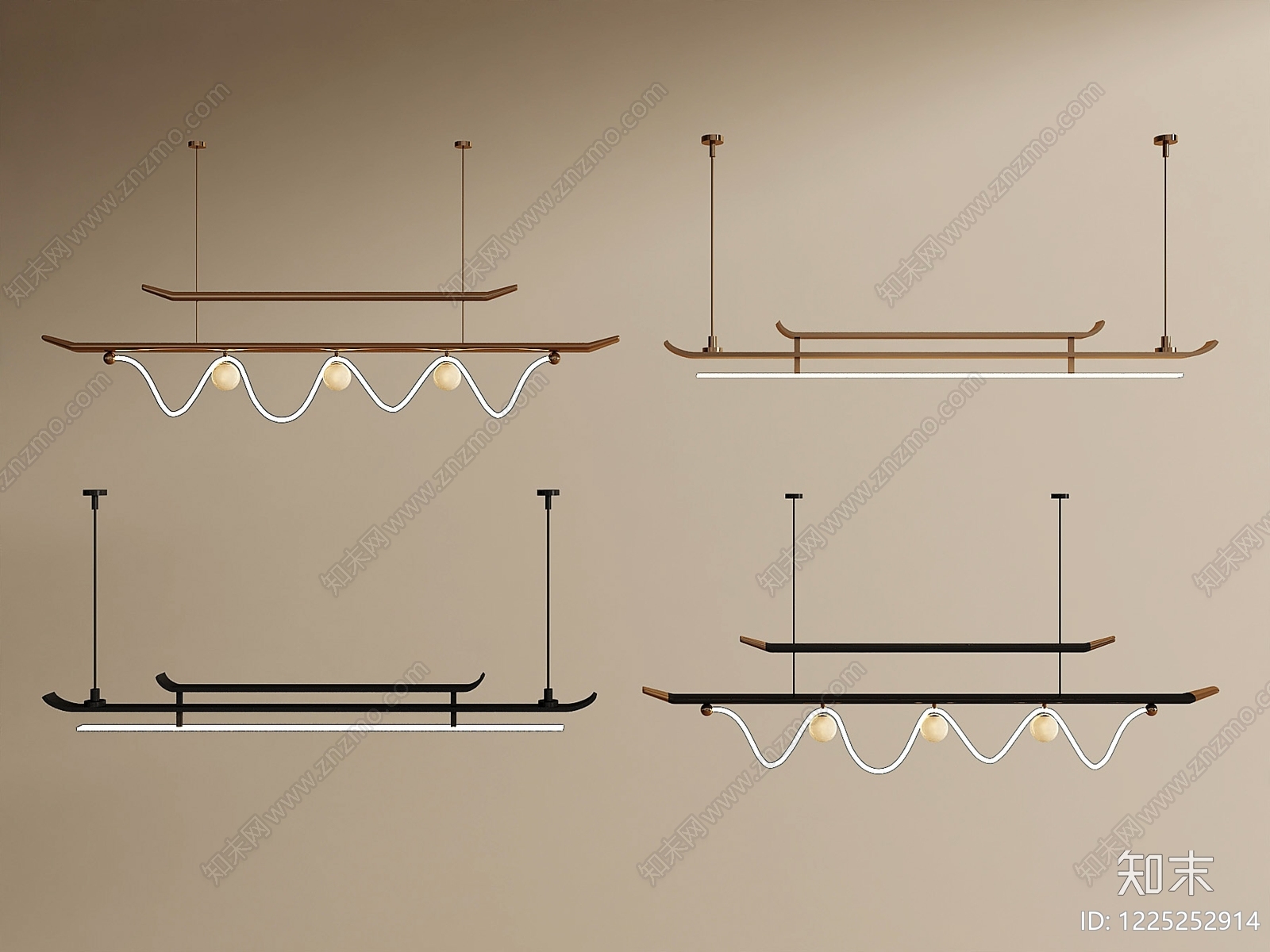 新中式灯具组合3D模型下载【ID:1225252914】