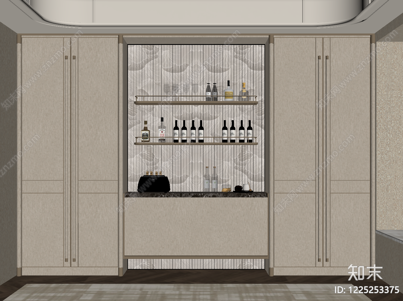 轻奢酒柜SU模型下载【ID:1225253375】