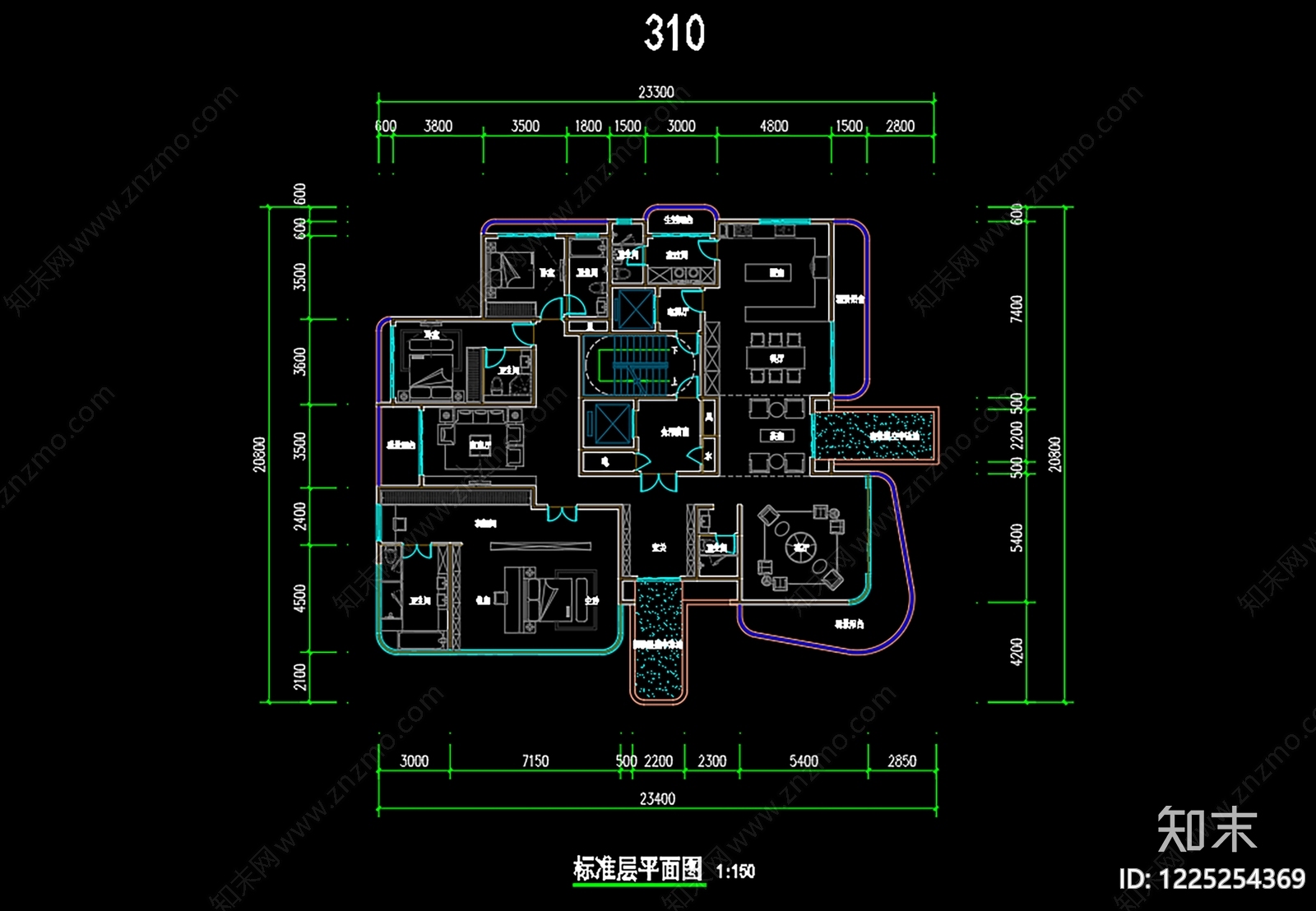 住宅楼建筑cad施工图下载【ID:1225254369】