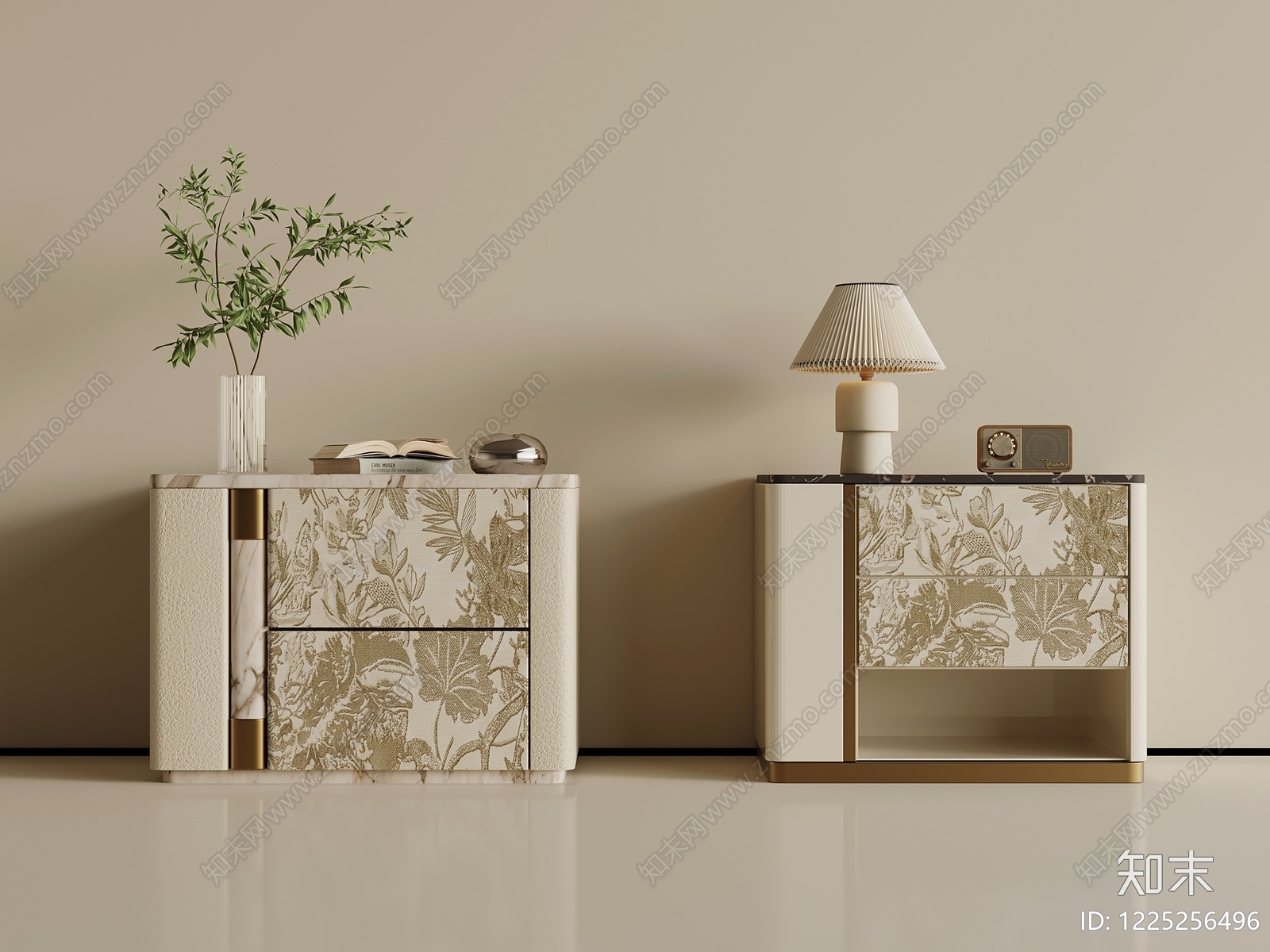 轻奢床头柜SU模型下载【ID:1225256496】