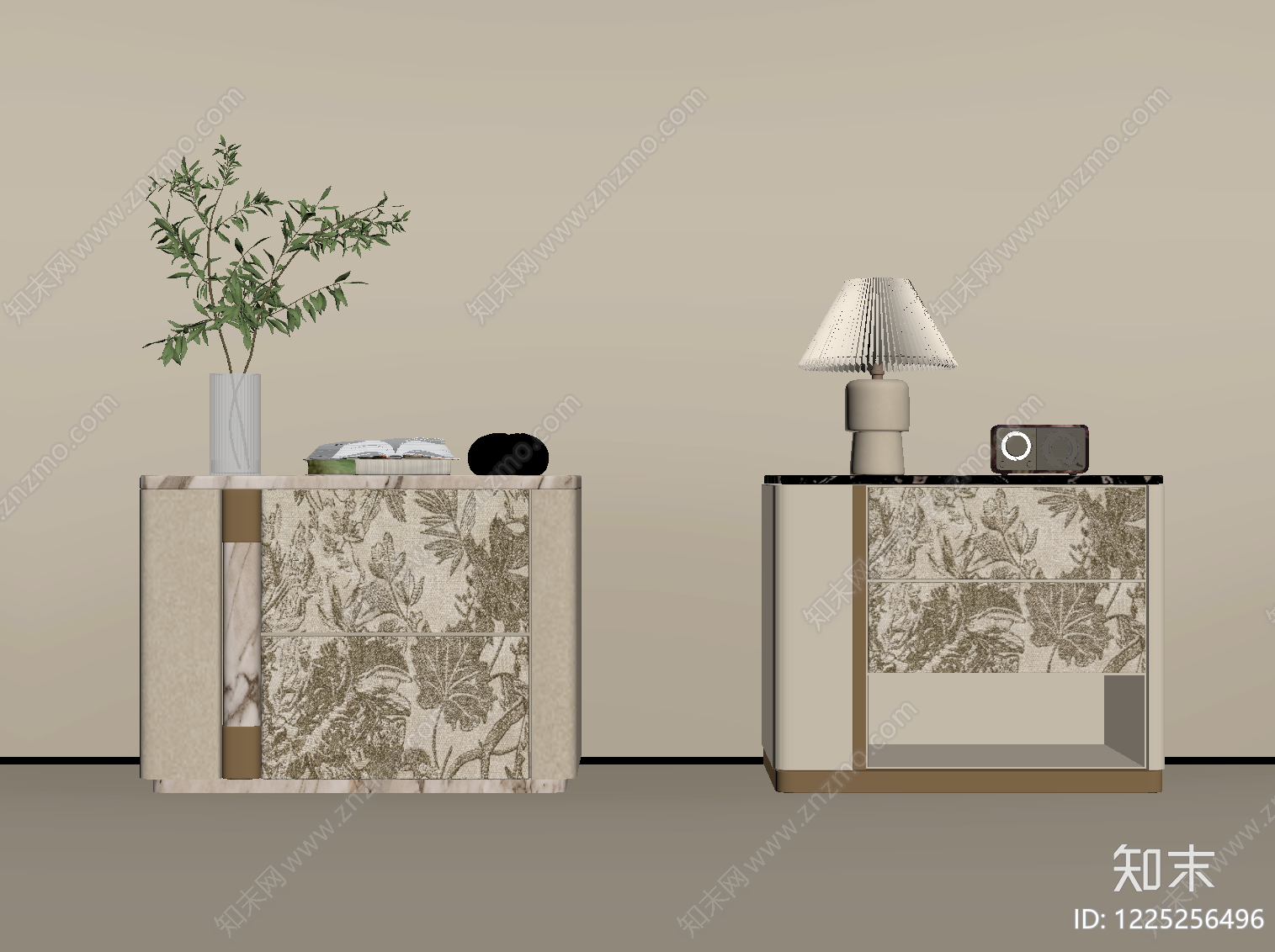 轻奢床头柜SU模型下载【ID:1225256496】