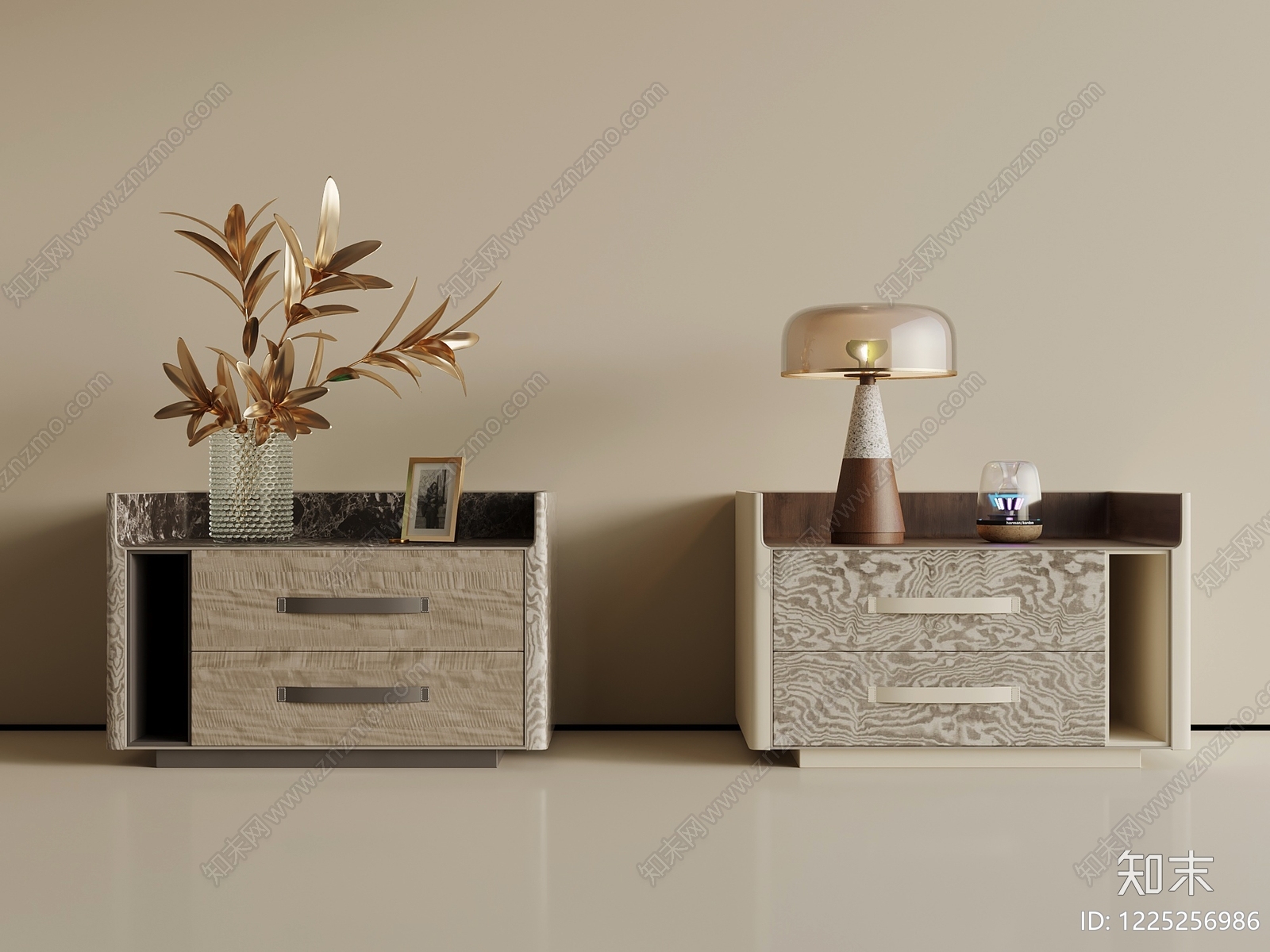 轻奢床头柜3D模型下载【ID:1225256986】
