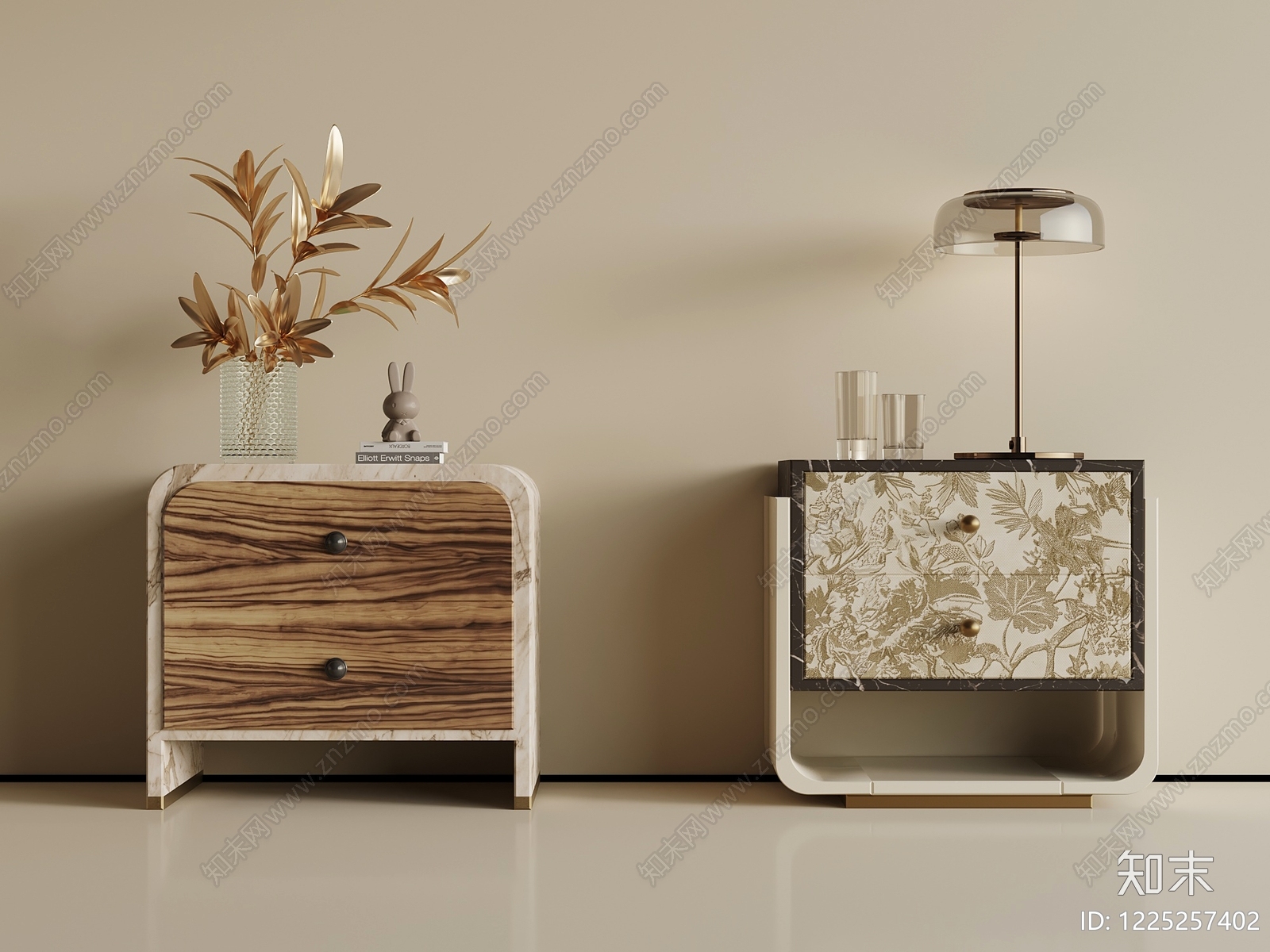 轻奢床头柜3D模型下载【ID:1225257402】