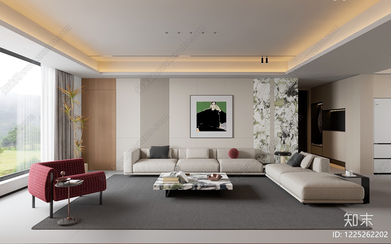 现代家居客厅3D模型下载【ID:1225262202】