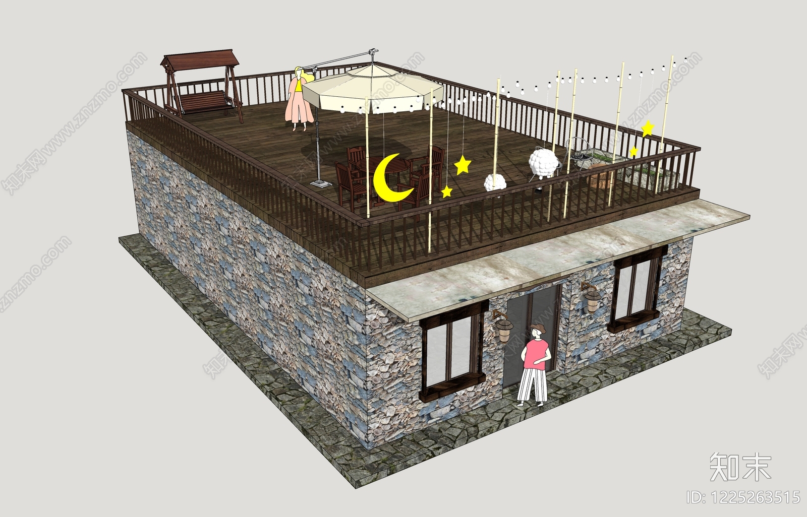 日式咖啡厅SU模型下载【ID:1225263515】