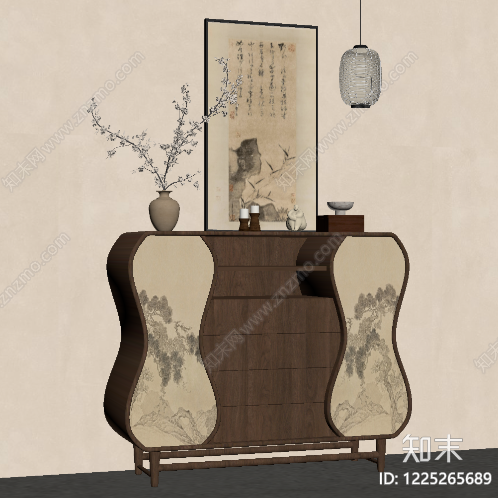 新中式斗柜SU模型下载【ID:1225265689】