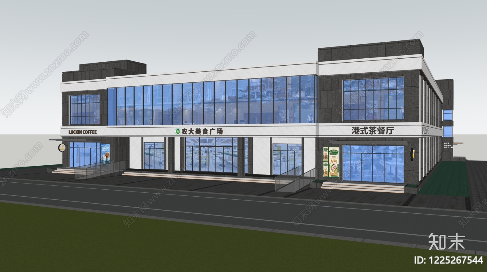 现代餐饮建筑SU模型下载【ID:1225267544】