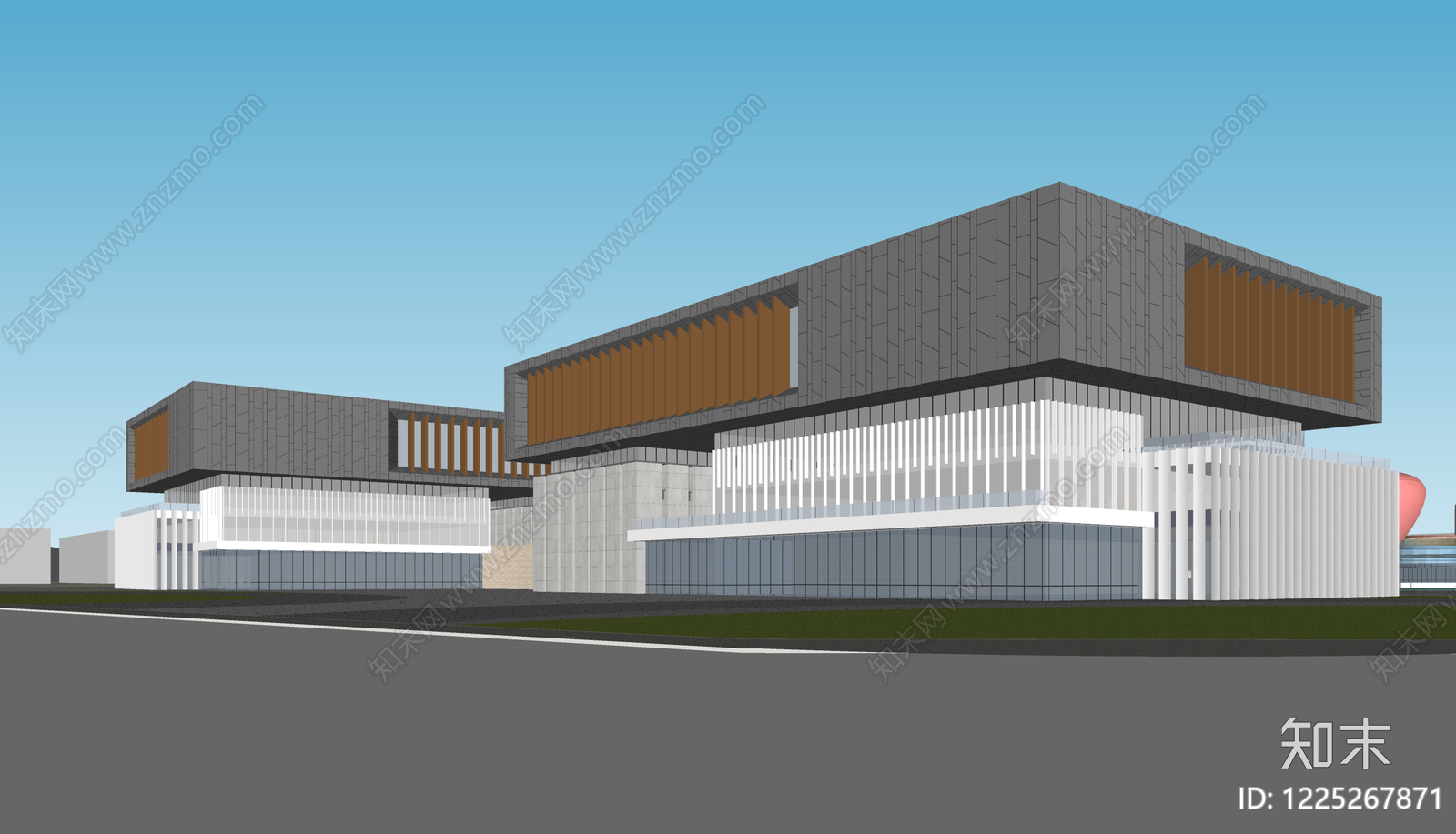 现代主义学校建筑SU模型下载【ID:1225267871】