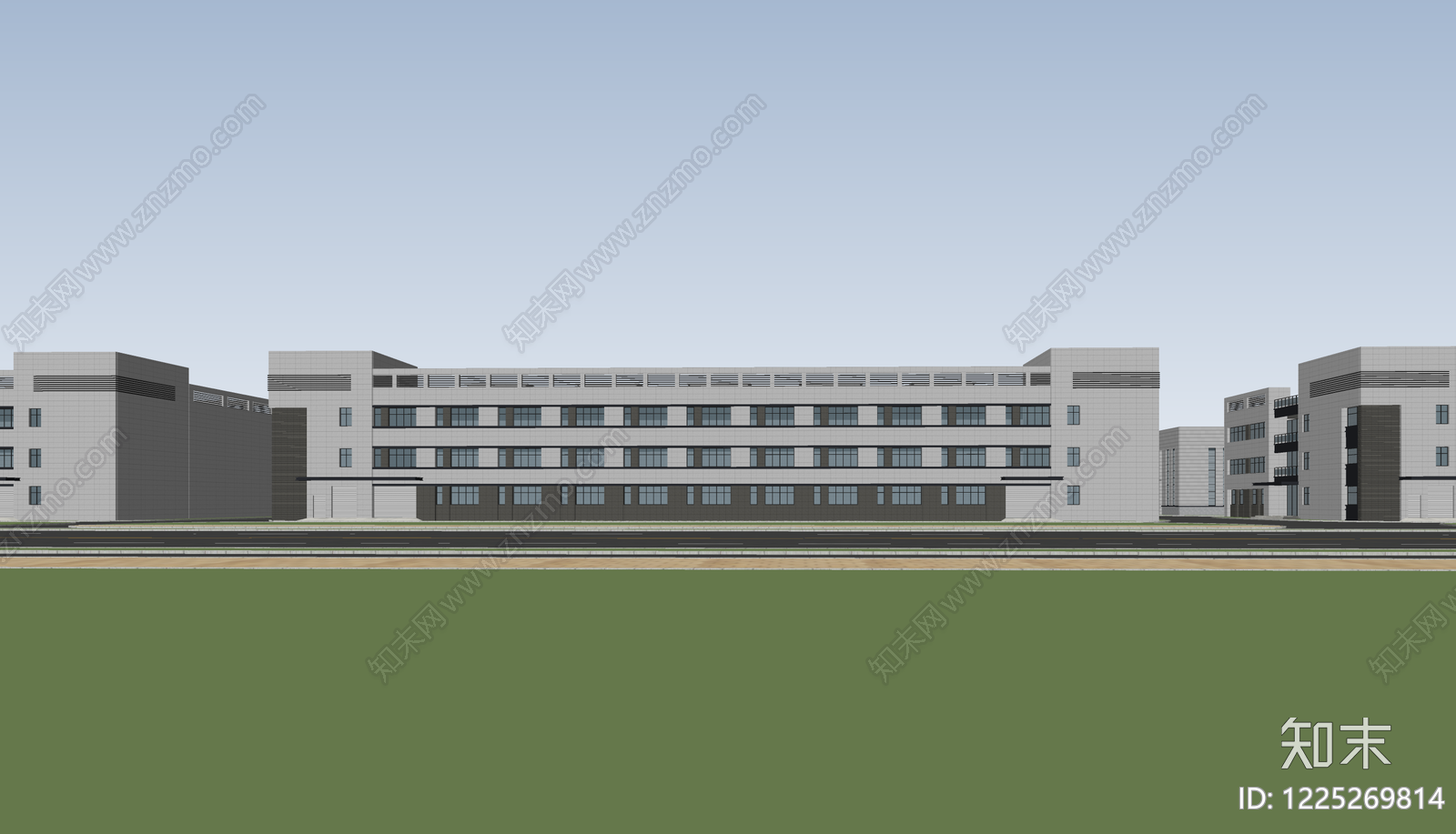 现代主义标准厂房SU模型下载【ID:1225269814】
