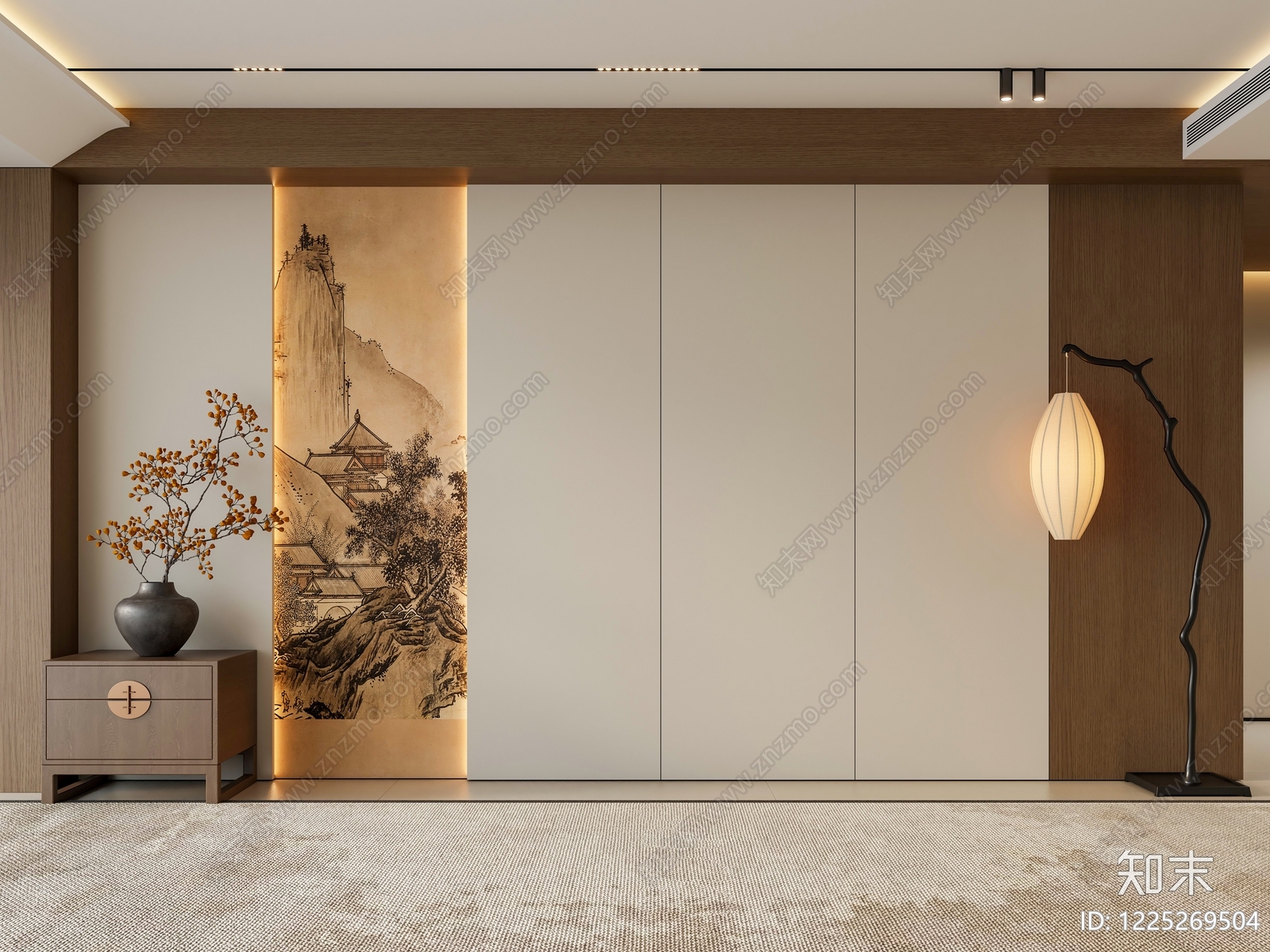 新中式家居客厅SU模型下载【ID:1225269504】