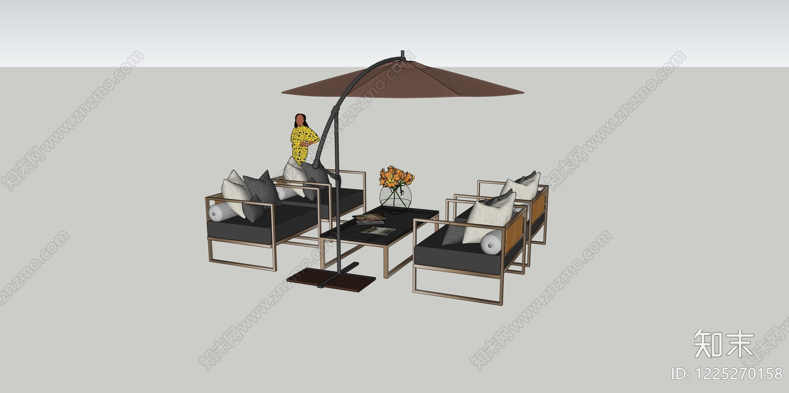 轻奢户外桌椅SU模型下载【ID:1225270158】