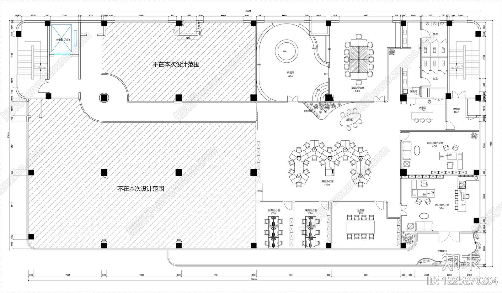 整体办公空间cad施工图下载【ID:1225270204】