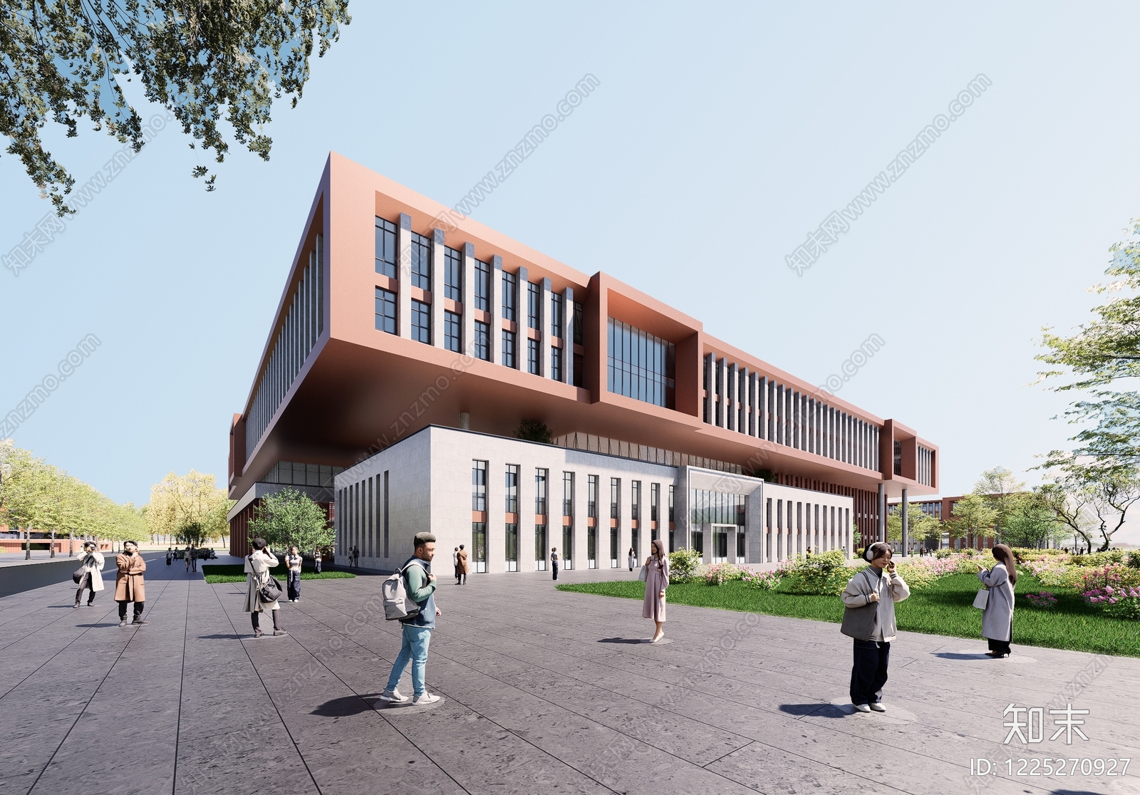 现代主义学校建筑SU模型下载【ID:1225270927】