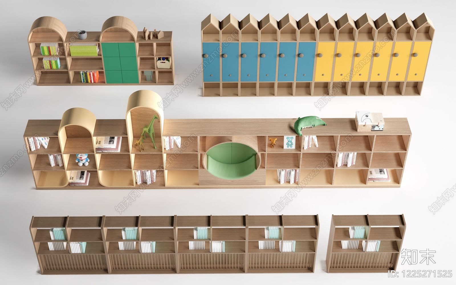 原木风书架SU模型草图