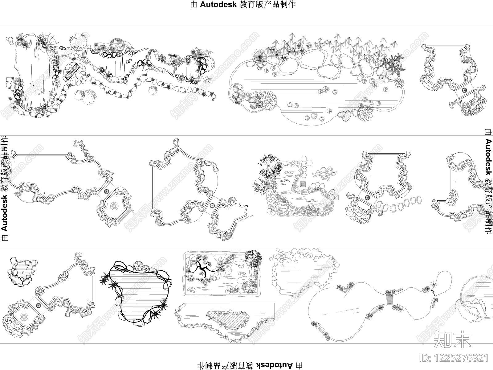 2026年最新水塘鱼池水池鱼塘庭院水景造景CAD图库cad施工图下载【ID:1225276321】