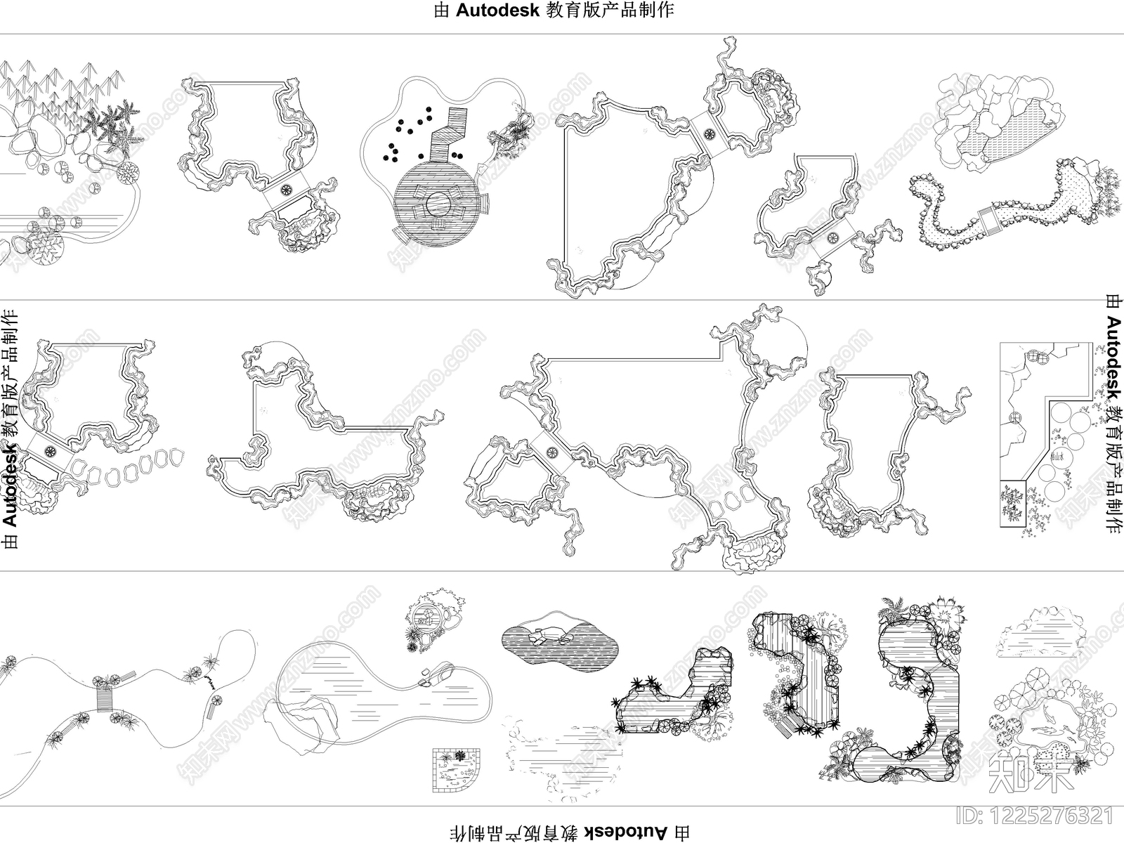 2026年最新水塘鱼池水池鱼塘庭院水景造景CAD图库cad施工图下载【ID:1225276321】